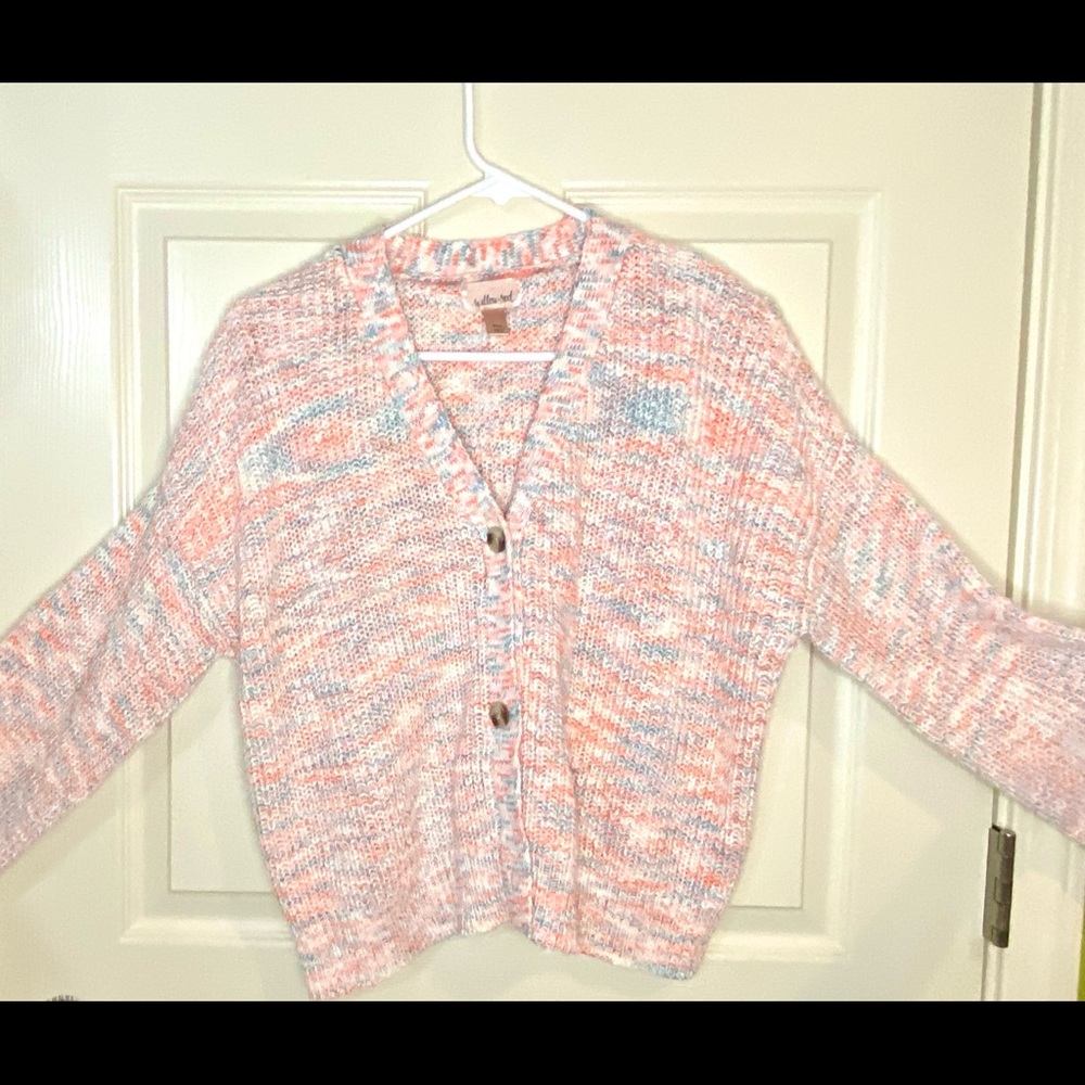 Coral & Gray Cropped Willow & Root Cardigan sz Med